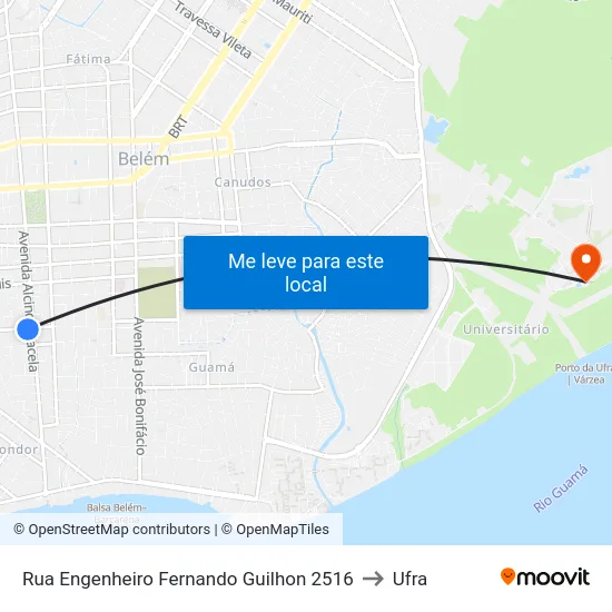 Rua Engenheiro Fernando Guilhon 2516 to Ufra map
