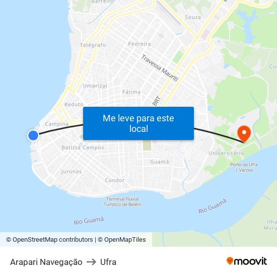 Arapari Navegação to Ufra map