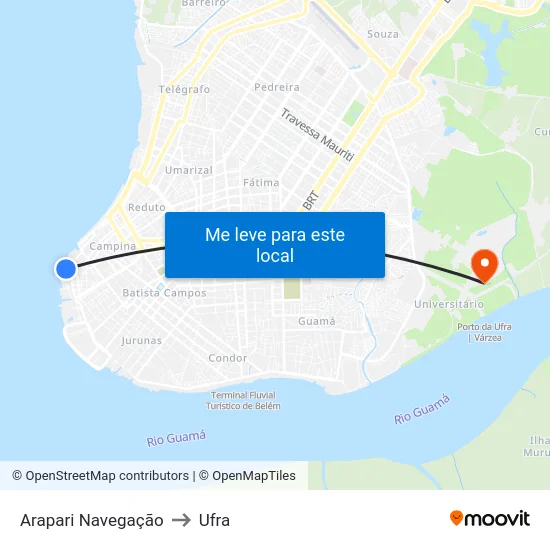 Arapari Navegação to Ufra map