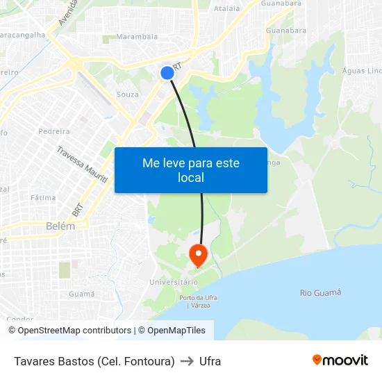 Tavares Bastos (Cel. Fontoura) to Ufra map