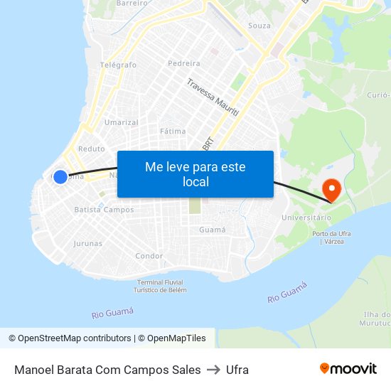 Manoel Barata Com Campos Sales to Ufra map