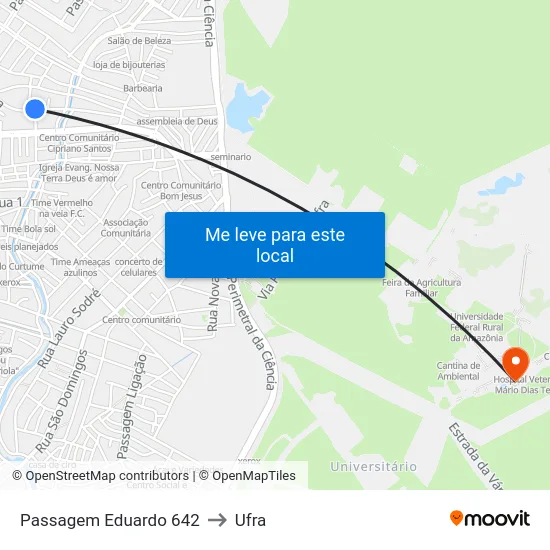 Passagem Eduardo 642 to Ufra map
