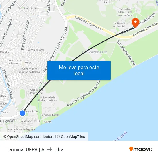 Terminal UFPA | A to Ufra map