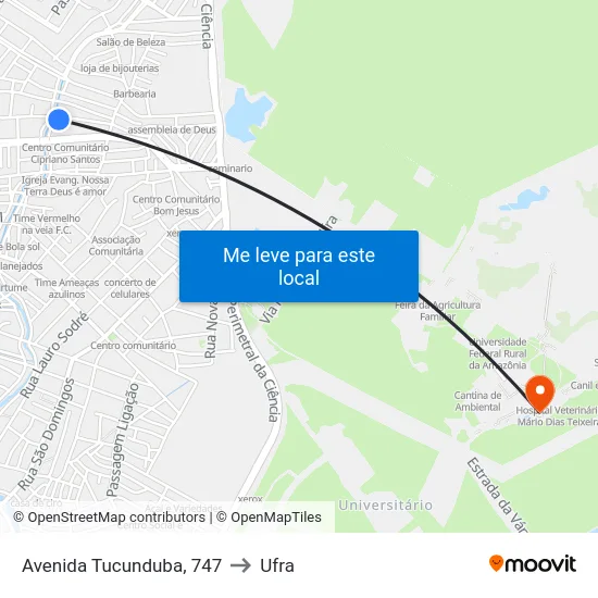 Avenida Tucunduba, 747 to Ufra map