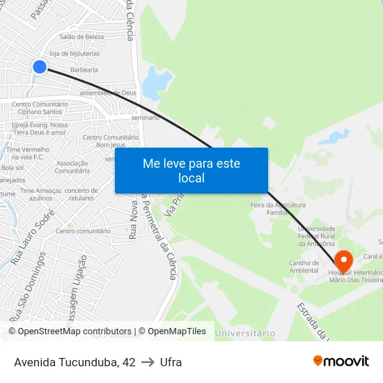 Avenida Tucunduba, 42 to Ufra map