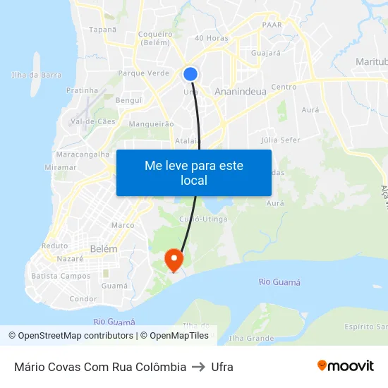 Mário Covas Com Rua Colômbia to Ufra map