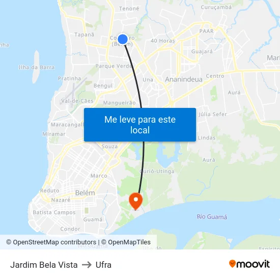 Jardim Bela Vista to Ufra map