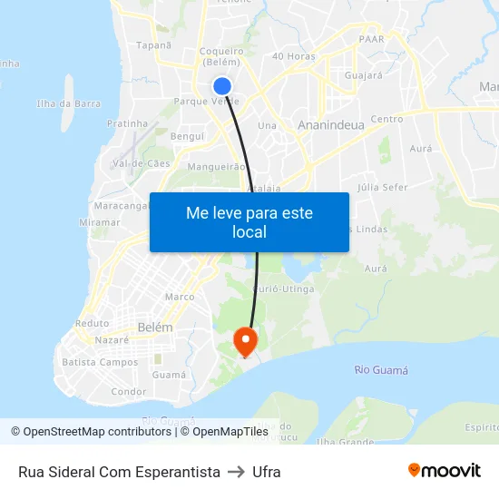 Rua Sideral Com Esperantista to Ufra map