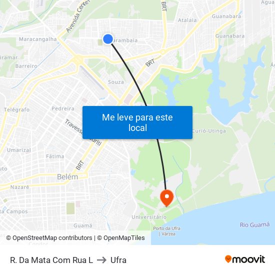 R. Da Mata Com Rua L to Ufra map
