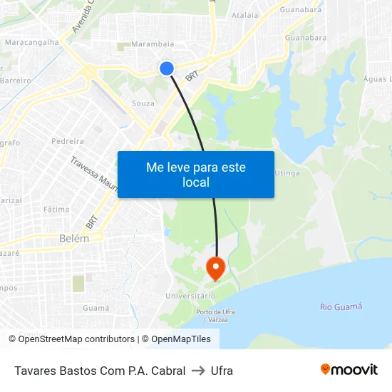 Tavares Bastos Com P.A. Cabral to Ufra map
