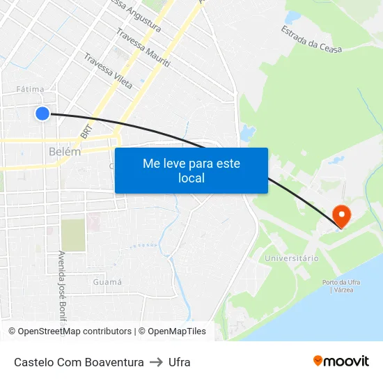 Castelo Com Boaventura to Ufra map