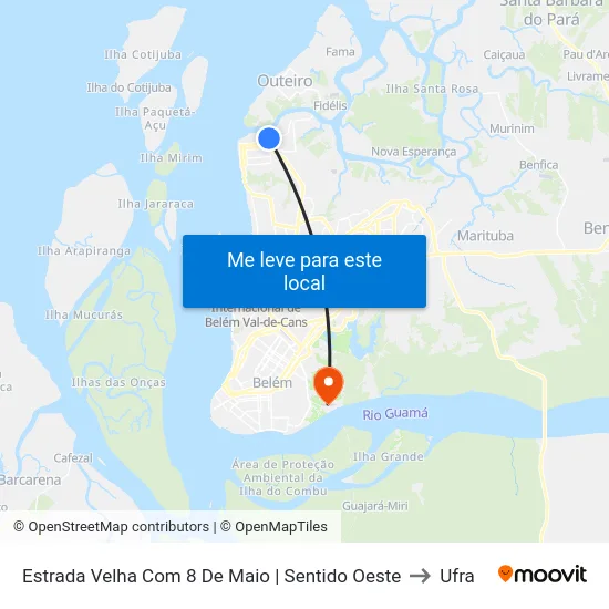 Estrada Velha Com 8 De Maio | Sentido Oeste to Ufra map