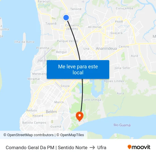 Comando Geral Da PM | Sentido Norte to Ufra map