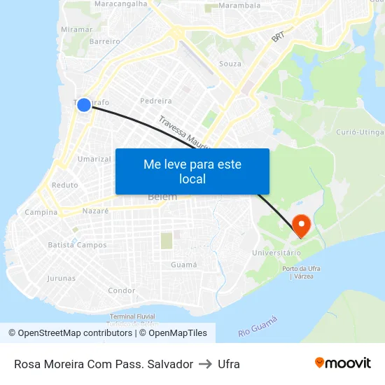 Rosa Moreira Com Pass. Salvador to Ufra map