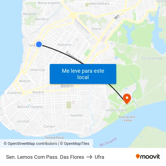 Sen. Lemos Com Pass. Das Flores to Ufra map