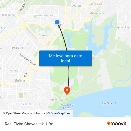 Res. Elvira Chaves to Ufra map