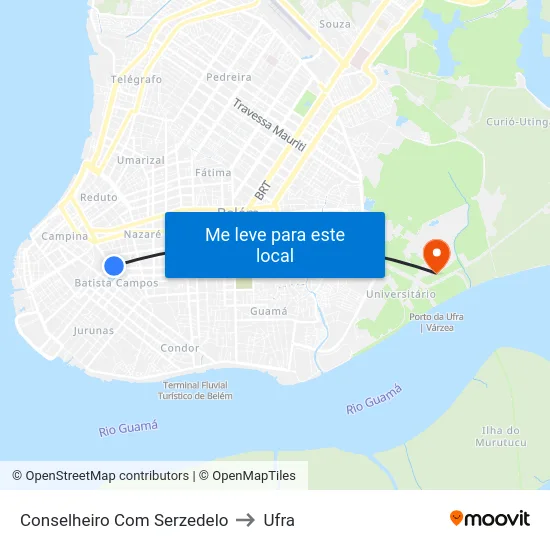 Conselheiro Com Serzedelo to Ufra map