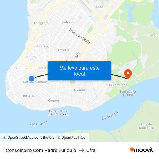 Conselheiro Com Padre Eutíquio to Ufra map