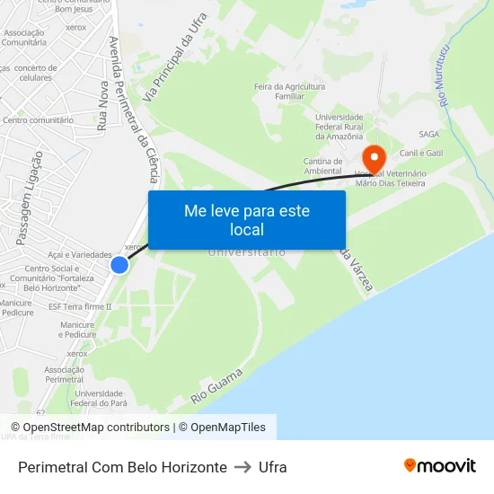 Perimetral Com Belo Horizonte to Ufra map