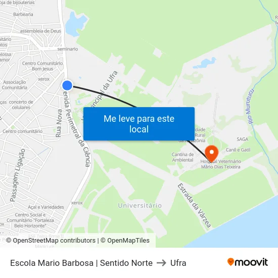 Escola Mario Barbosa | Sentido Norte to Ufra map