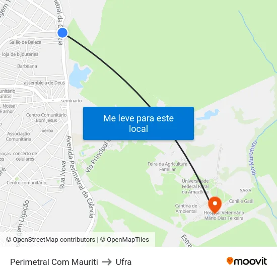 Perimetral Com Mauriti to Ufra map