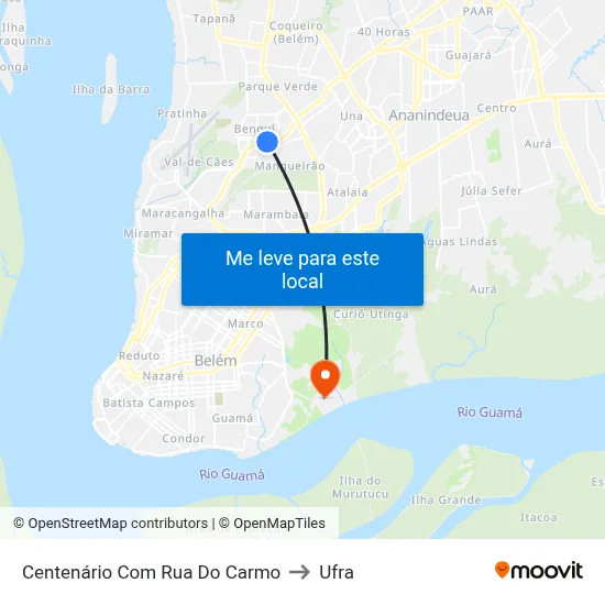 Centenário Com Rua Do Carmo to Ufra map
