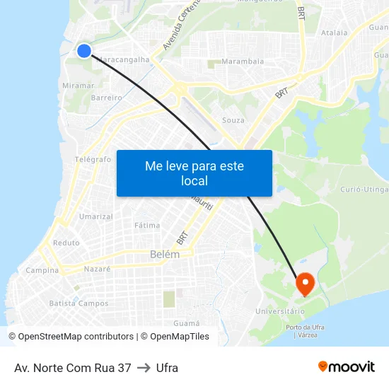 Av. Norte Com Rua 37 to Ufra map