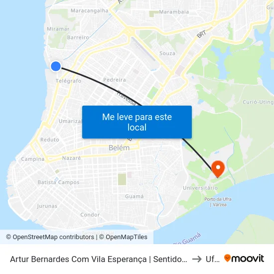 Artur Bernardes Com Vila Esperança | Sentido Norte to Ufra map
