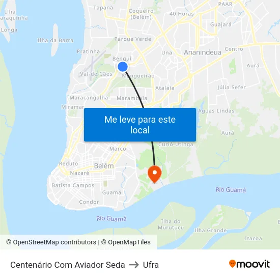 Centenário Com Aviador Seda to Ufra map