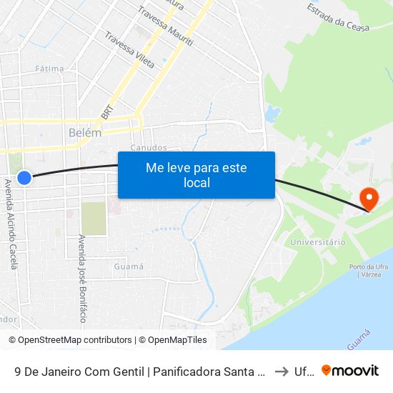 9 De Janeiro Com Gentil | Panificadora Santa Clara to Ufra map
