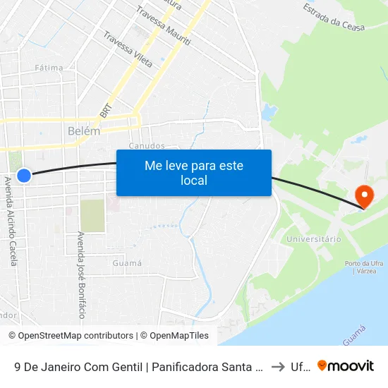 9 De Janeiro Com Gentil | Panificadora Santa Clara to Ufra map