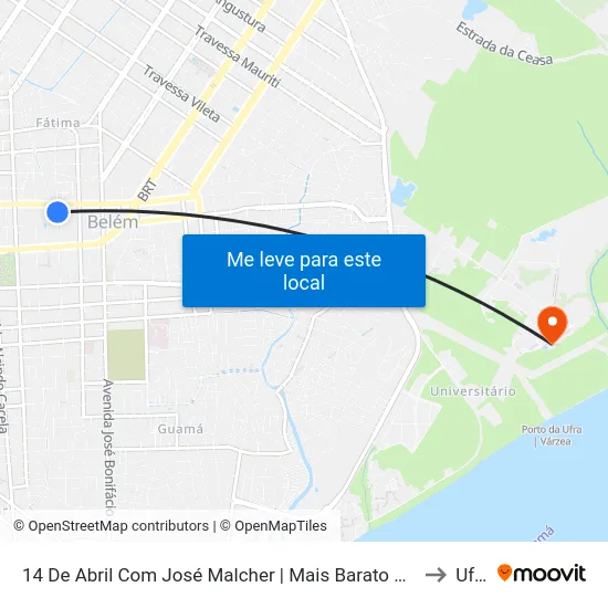 14 De Abril Com José Malcher | Mais Barato Plaza to Ufra map