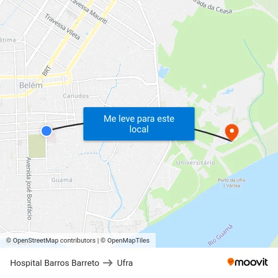 Hospital Barros Barreto to Ufra map