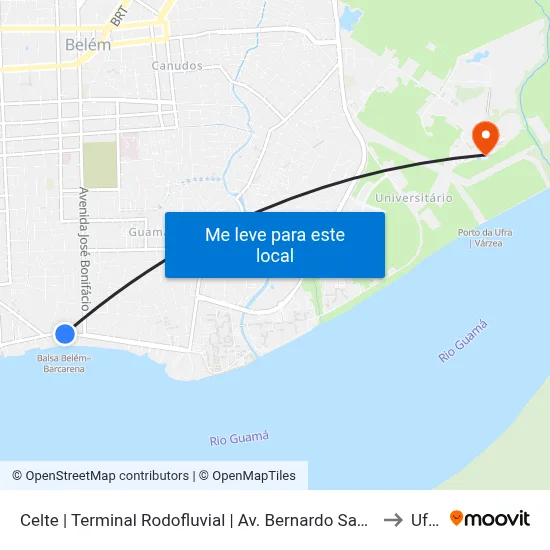 Celte | Terminal Rodofluvial | Av. Bernardo Sayão to Ufra map