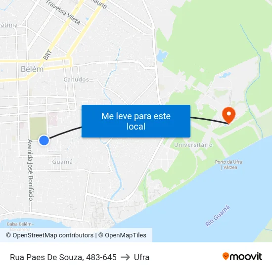 Rua Paes De Souza, 483-645 to Ufra map