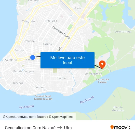 Generalíssimo Com Nazaré to Ufra map