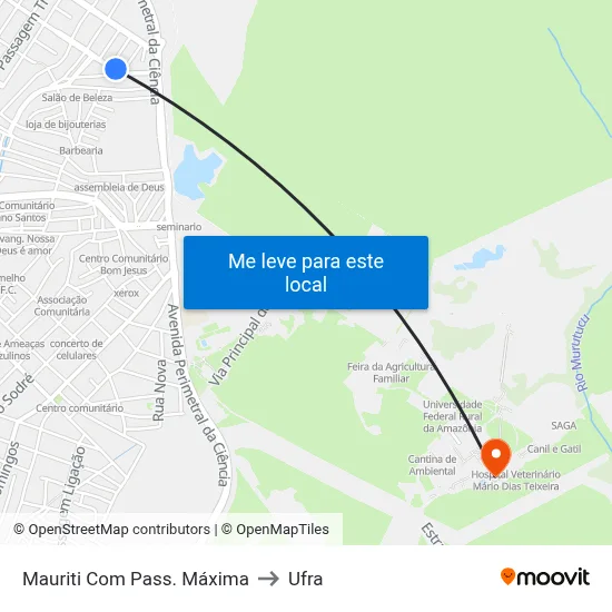 Mauriti Com Pass. Máxima to Ufra map