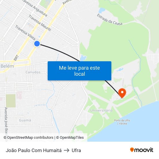 João Paulo Com Humaitá to Ufra map