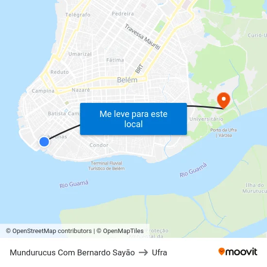 Mundurucus Com Bernardo Sayão to Ufra map