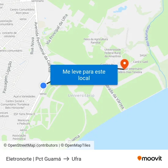 Eletronorte | Pct Guamá to Ufra map