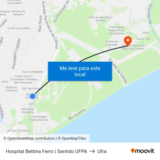 Hospital Bettina Ferro | Sentido UFPA to Ufra map