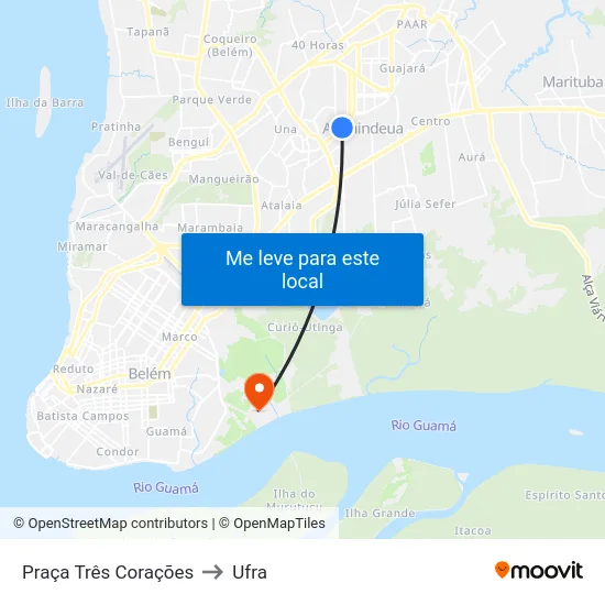 Praça Três Corações to Ufra map