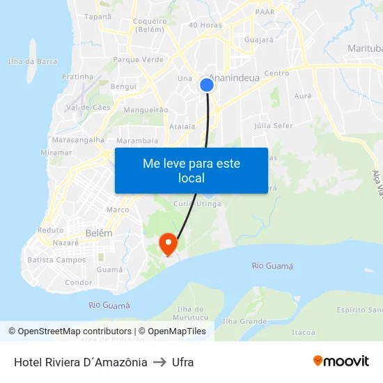 Hotel Riviera D´Amazônia to Ufra map
