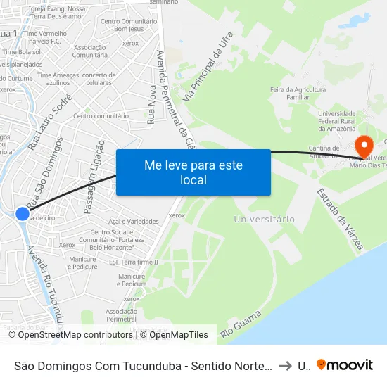 São Domingos Com Tucunduba - Sentido Norte | Feira São Domingos (Tucunduba) to Ufra map