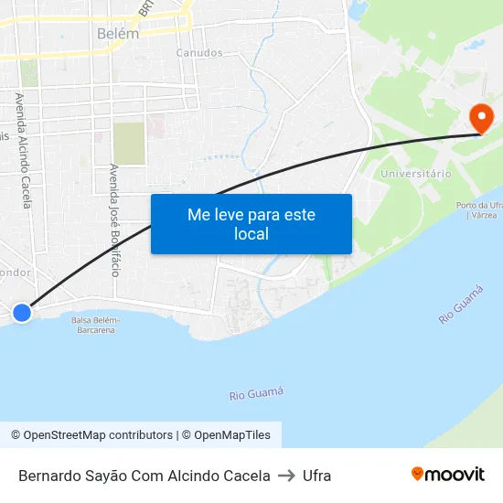 Bernardo Sayão Com Alcindo Cacela to Ufra map