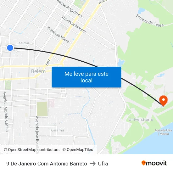 9 De Janeiro Com Antônio Barreto to Ufra map