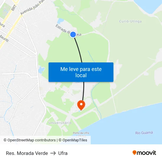 Res. Morada Verde to Ufra map