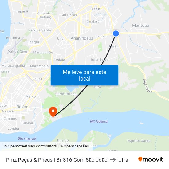 Pmz Peças & Pneus | Br-316 Com São João to Ufra map