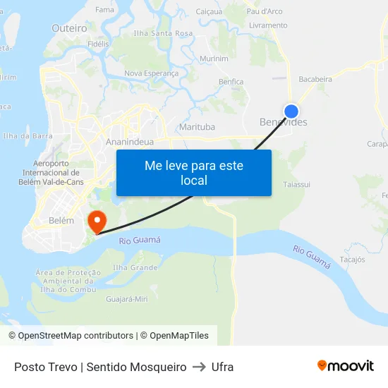 Posto Trevo | Sentido Mosqueiro to Ufra map