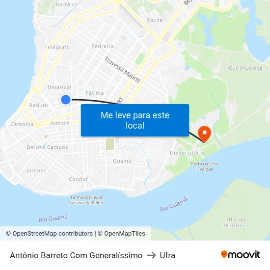 Antônio Barreto Com Generalíssimo to Ufra map
